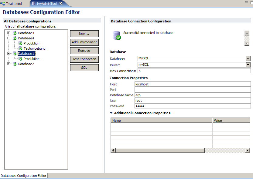 The Database Configuration Editor