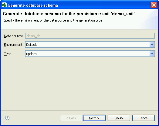 Database schema generation option